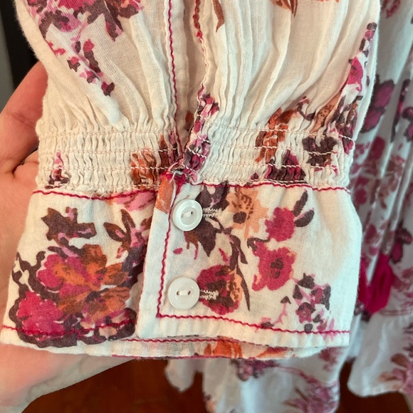 Free People Carmella Mini Floral Boho Cotton Dress Pink Florals - Picture 8 of 16